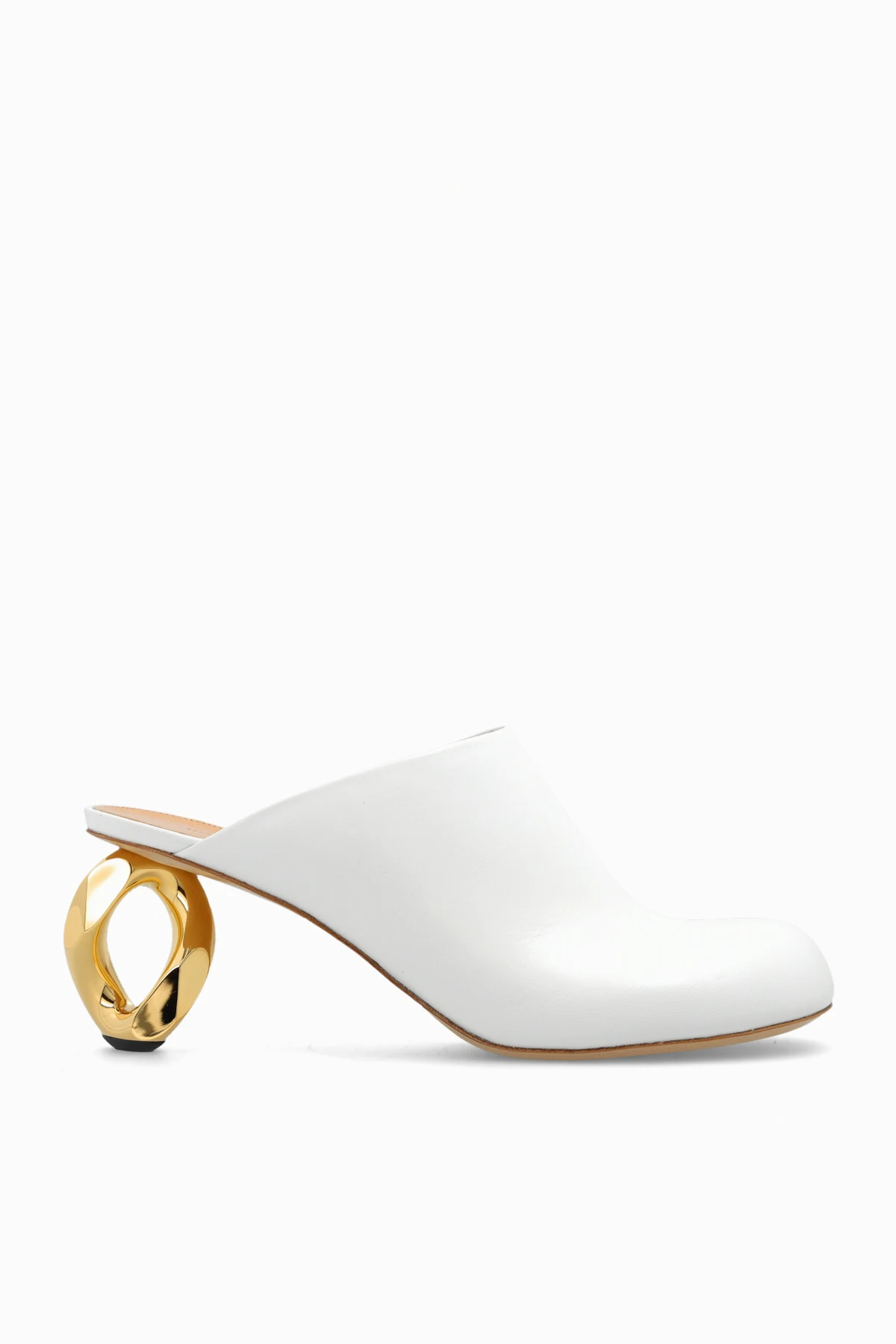 Leather mules on decorative heel