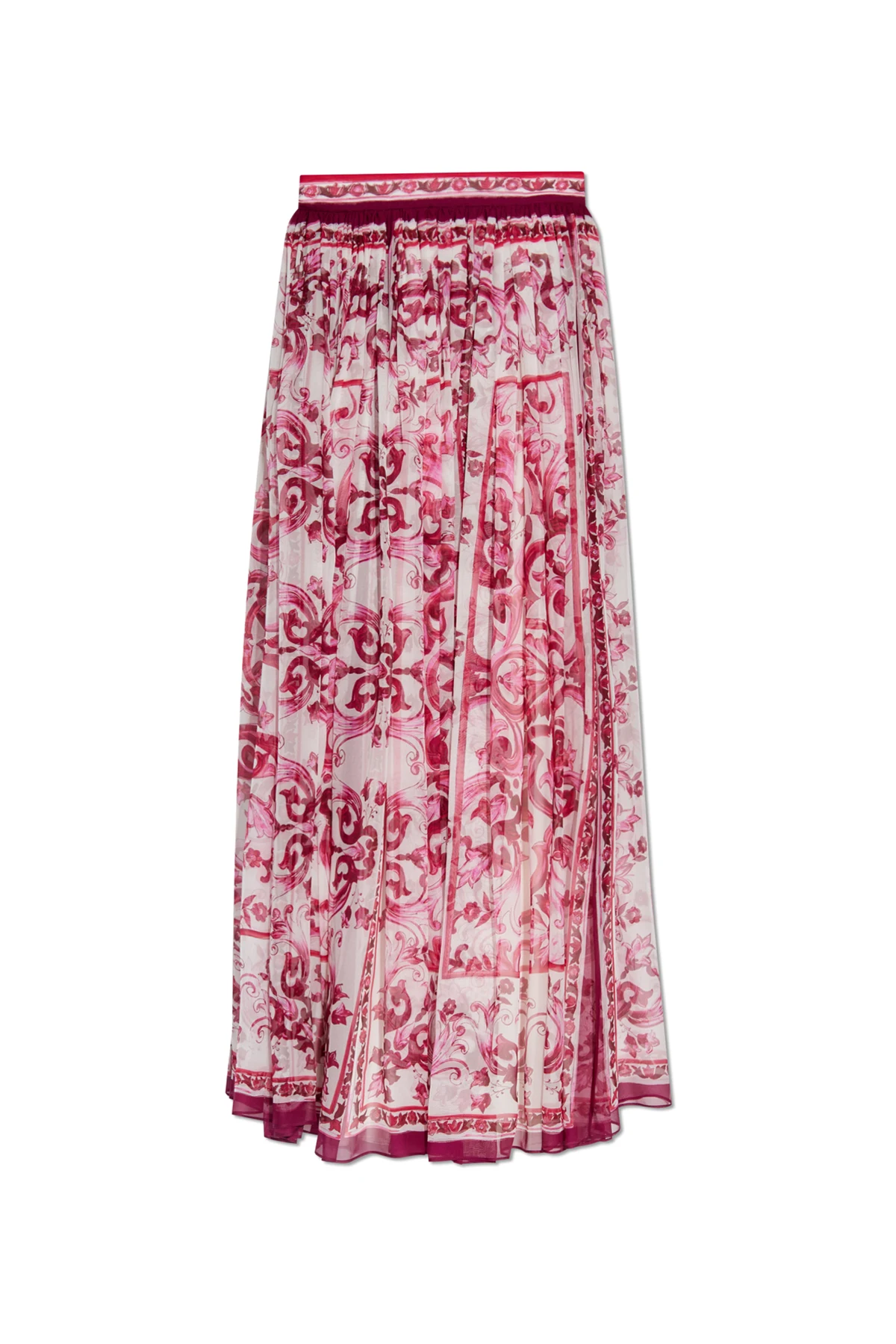 PINK Silk skirt with Majolica pattern