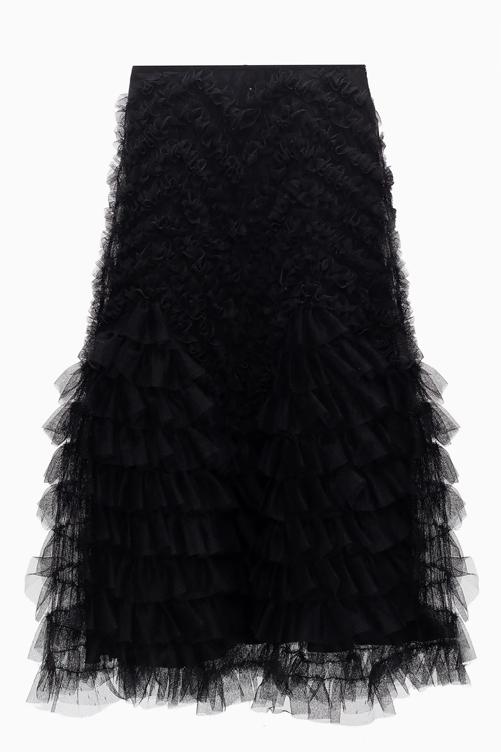 Tiulowa spódnica z falbanami