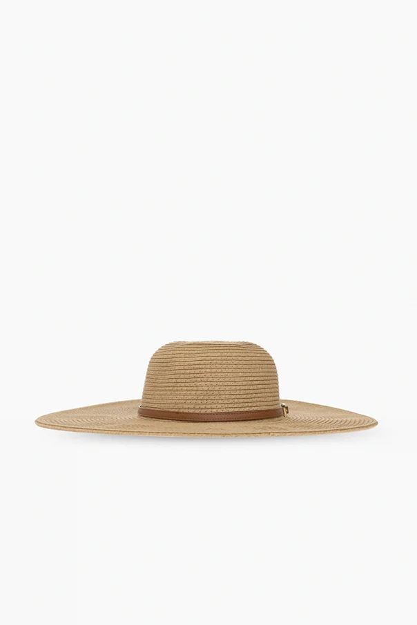 beige Wide brim hat with strap
