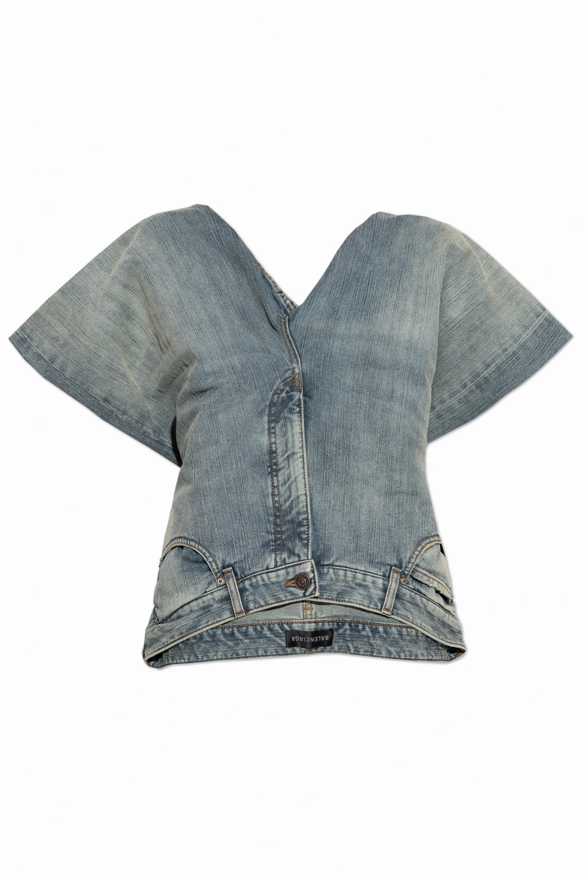 Jeans-Top mit vintage-Effekt