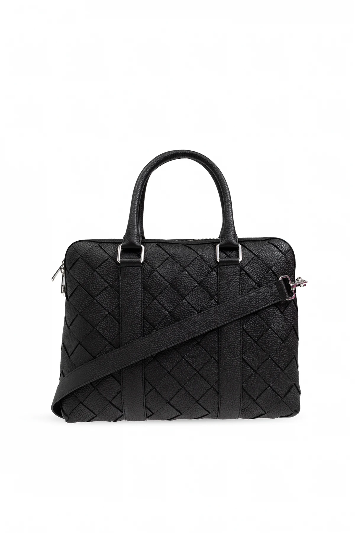 CZARNY Skórzana aktówka