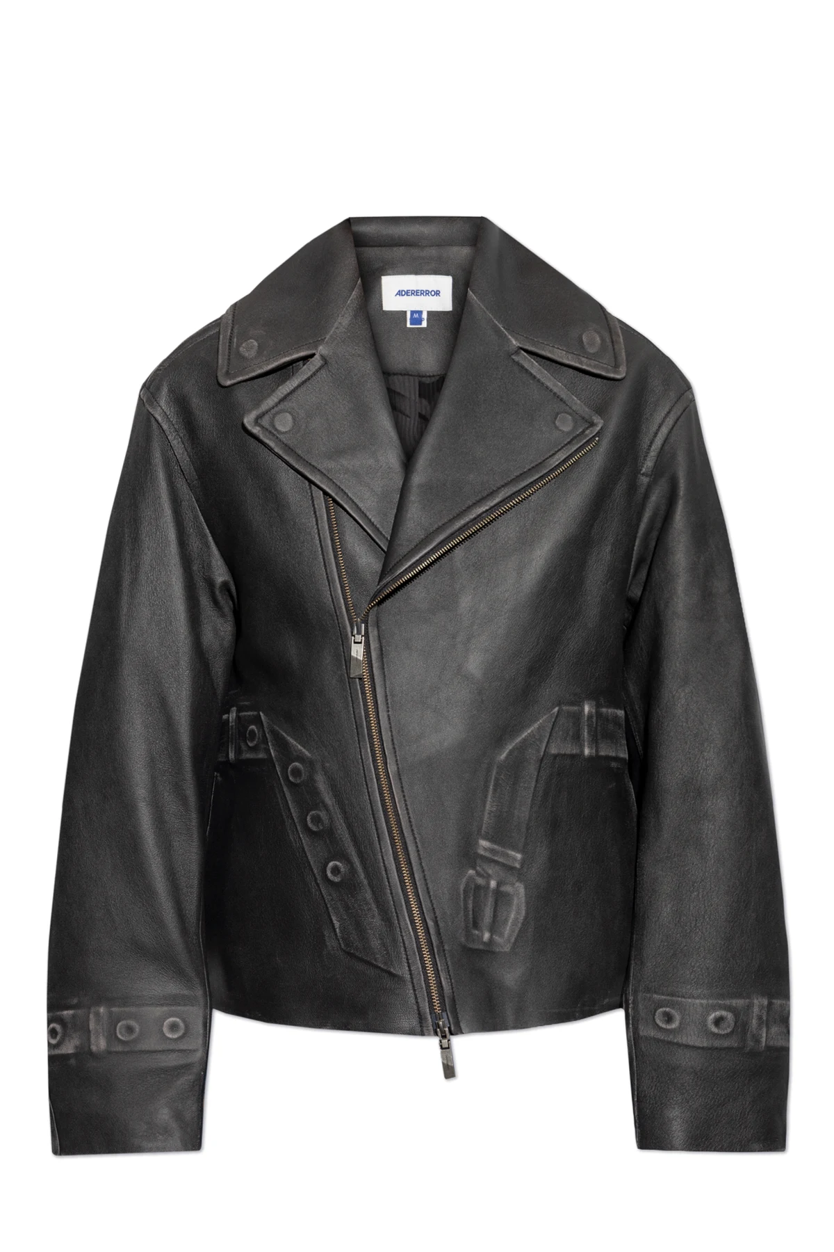 BLACK Leather jacket with vintage effect