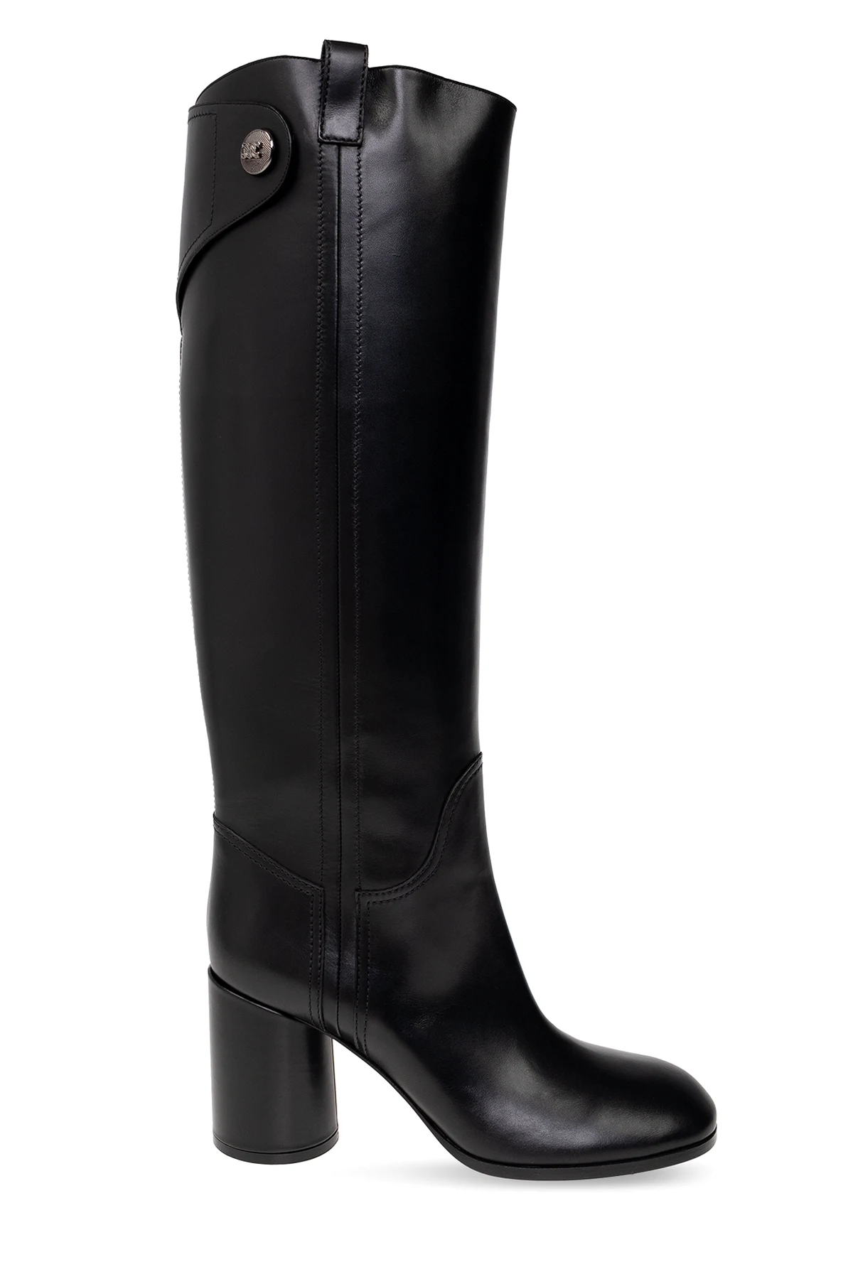 Skórzane kozaki na obcasie