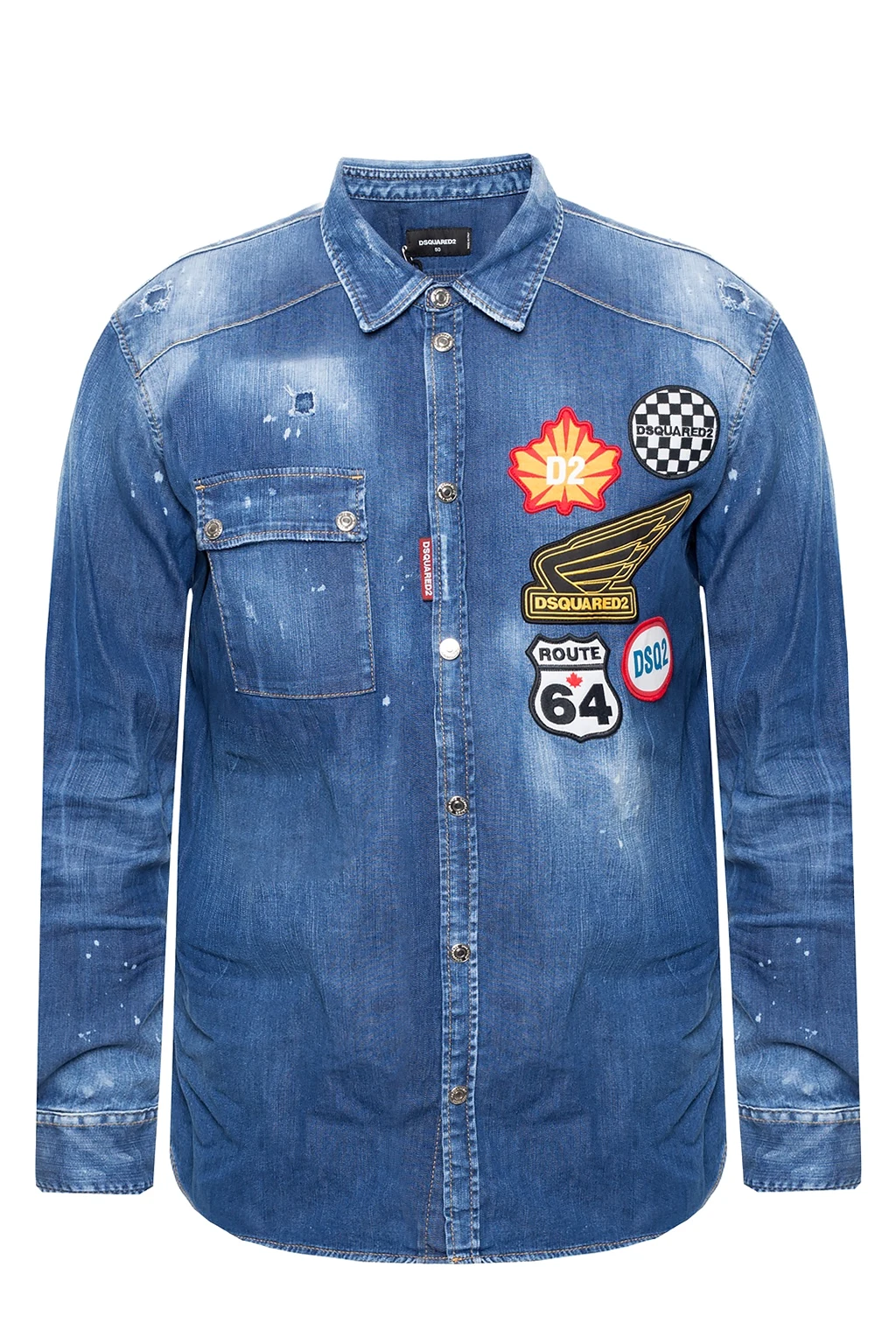 Patched denim shirt
