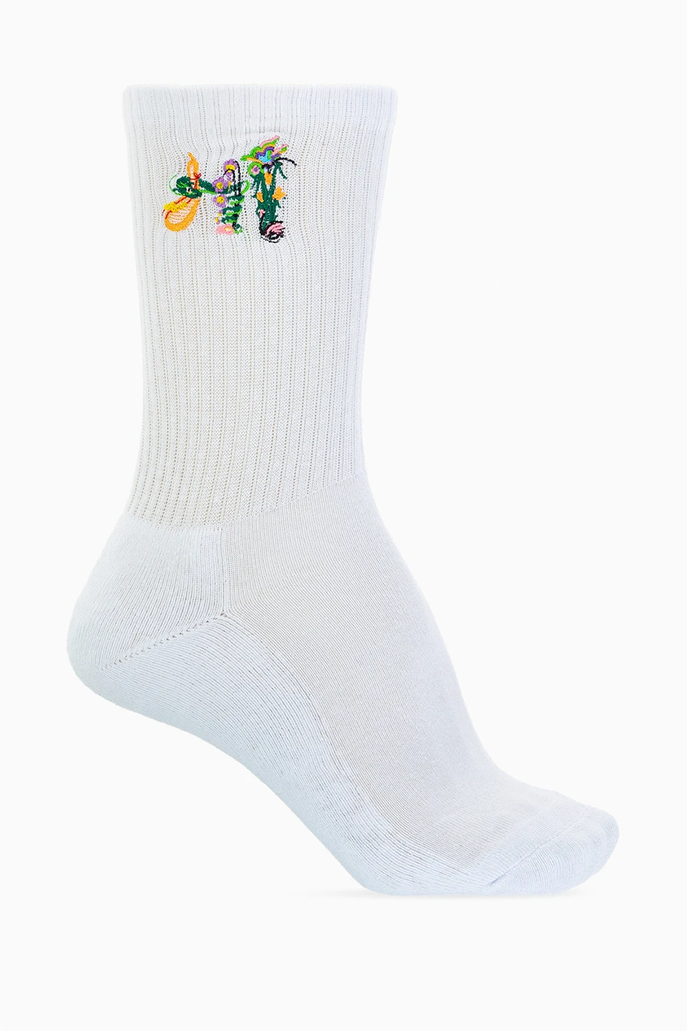 Socks with floral lettering