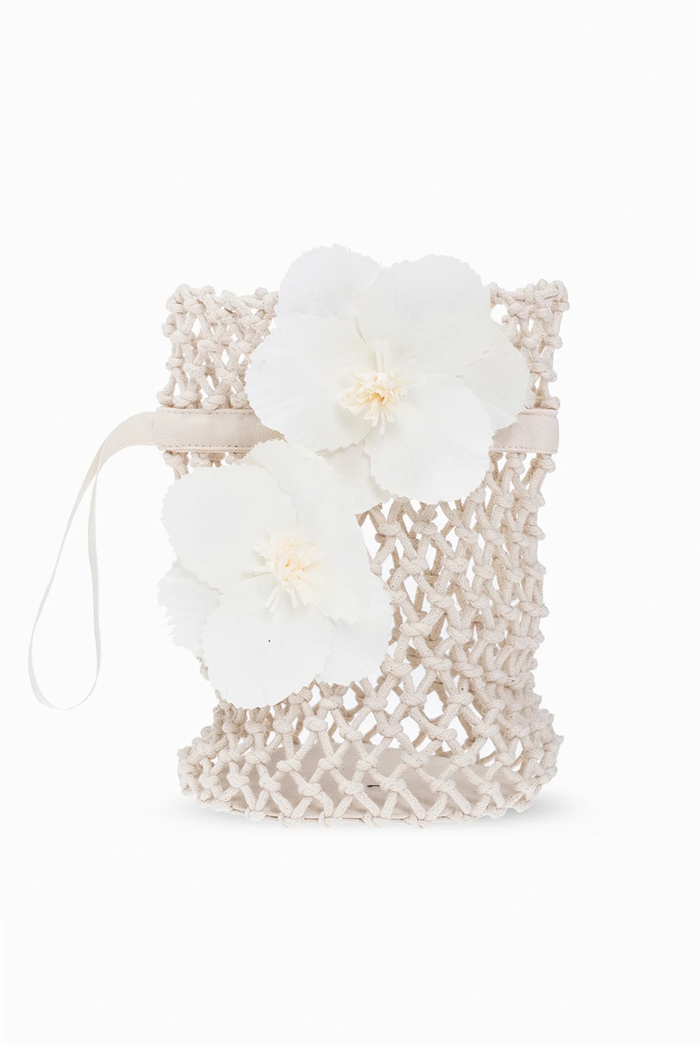 Handbag with floral appliqué