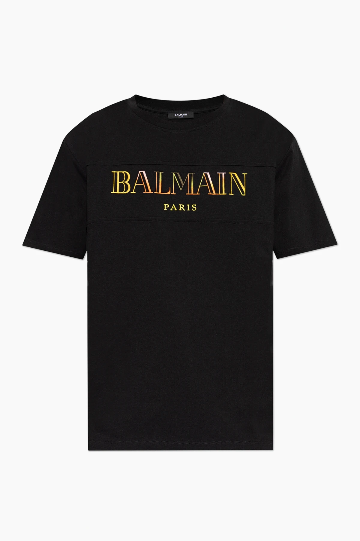 BLACK T-shirt with colorfully embroidered logo