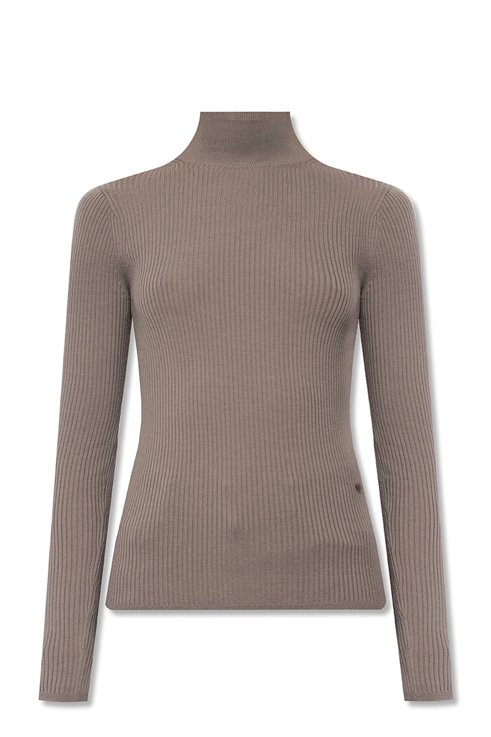 Ribbed top with standing collar