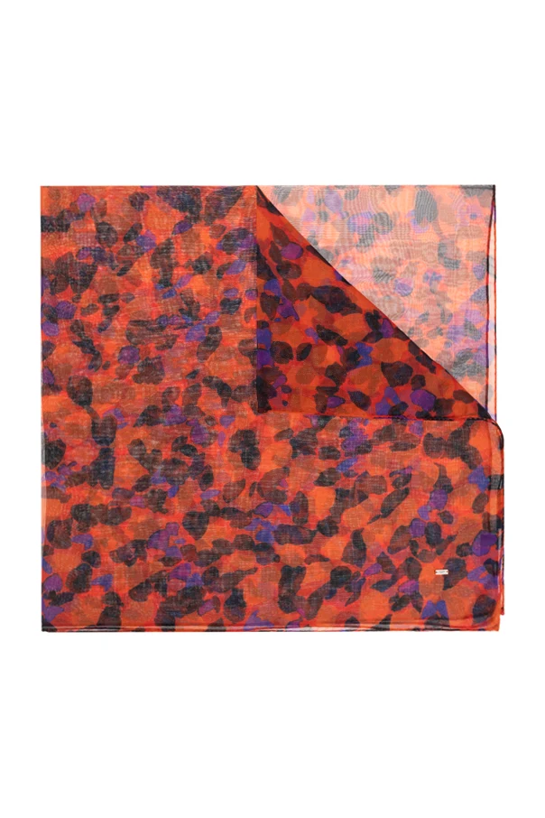 RED Silk shawl with floral motif