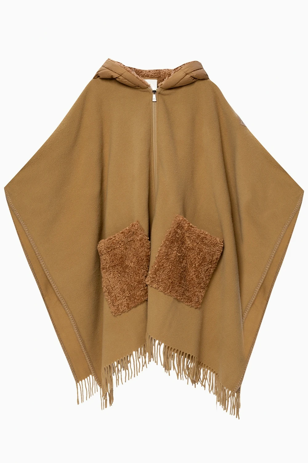 Wełniane ponczo z kapturem