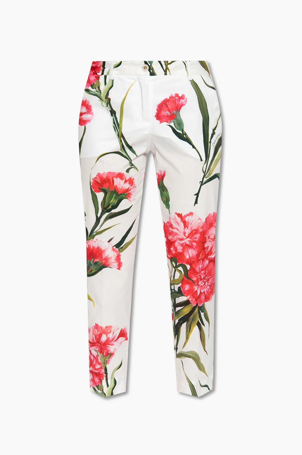 Pleat-front trousers with floral motif