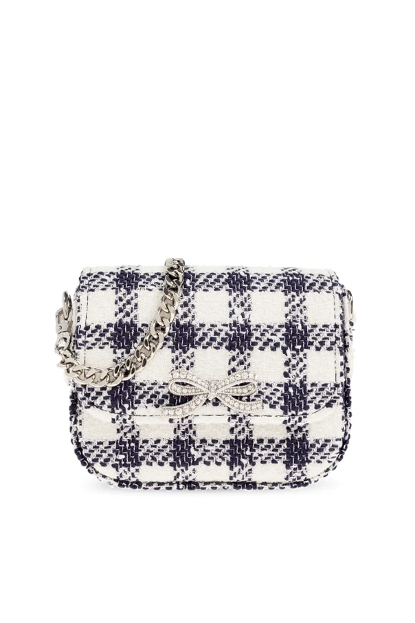 GRANATOWY Tweedow torba na ramię