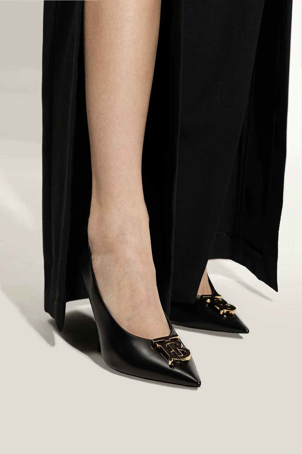 Leather stiletto pumps with logo