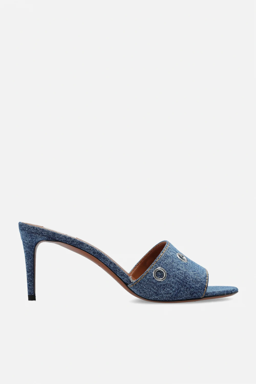Heeled denim mules