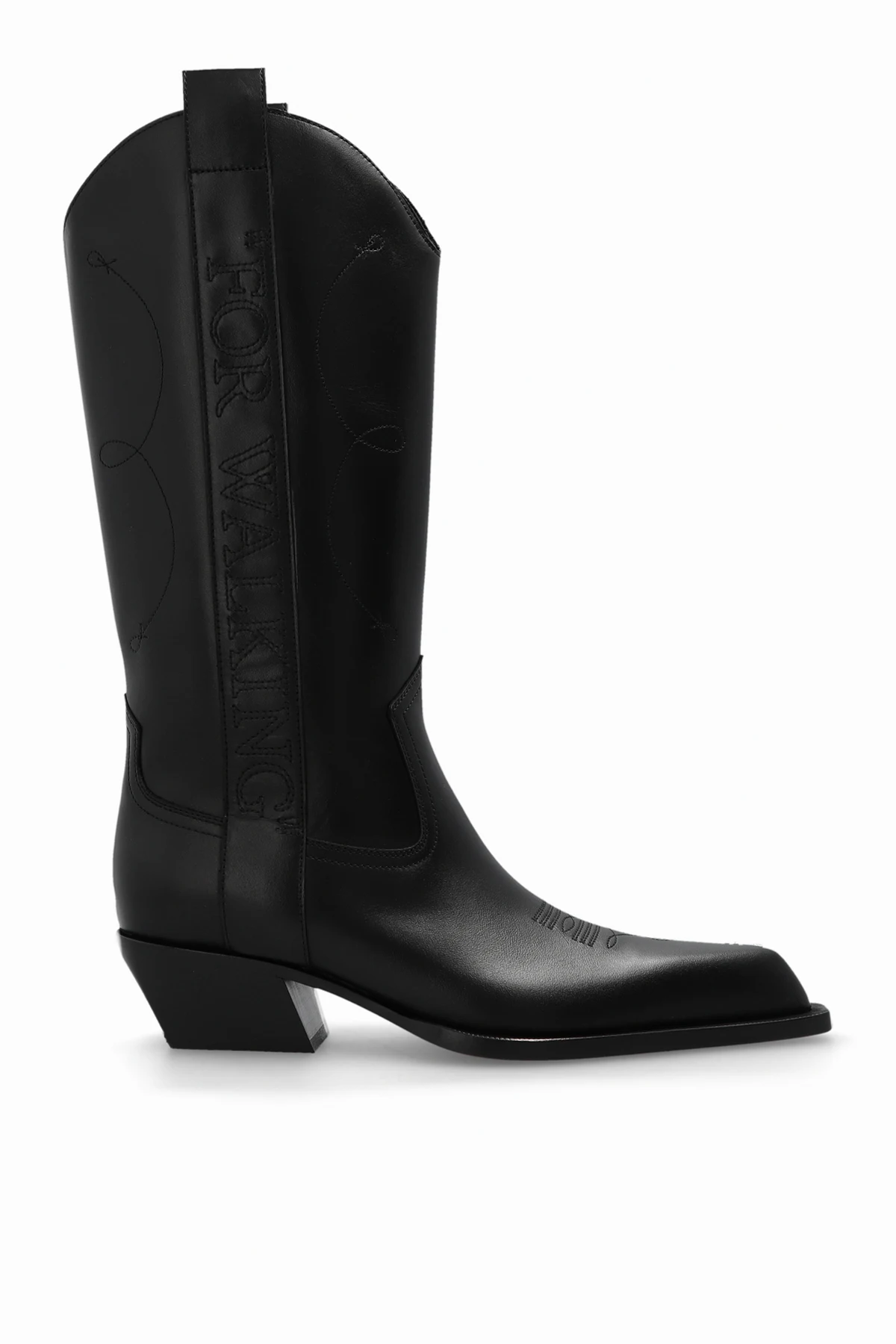 BLACK Leather cowboy boots