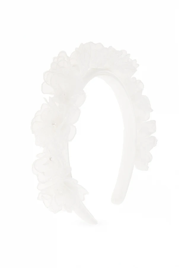 BIAŁY  Opaska na głowę z aplikacjami