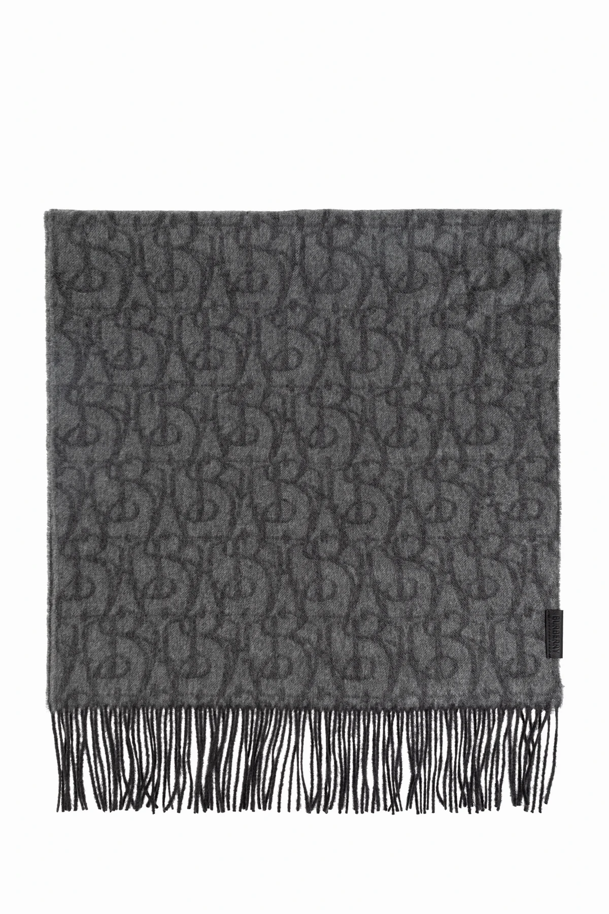 GREY Cashmere scarf with fringes