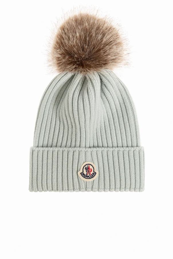 HELLBLAU Mütze mit Bommel und Logo