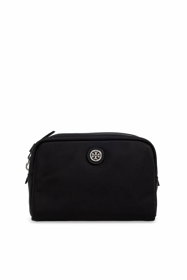 SCHWARZ Kosmetiktasche mit Applikation in Form des Logos