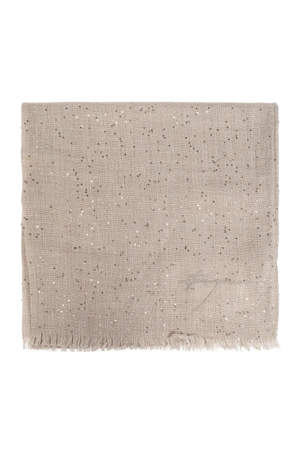 beige Scarf with shimmering sequins