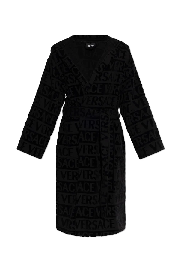 SCHWARZ Bademantel aus Baumwolle mit Monogramm