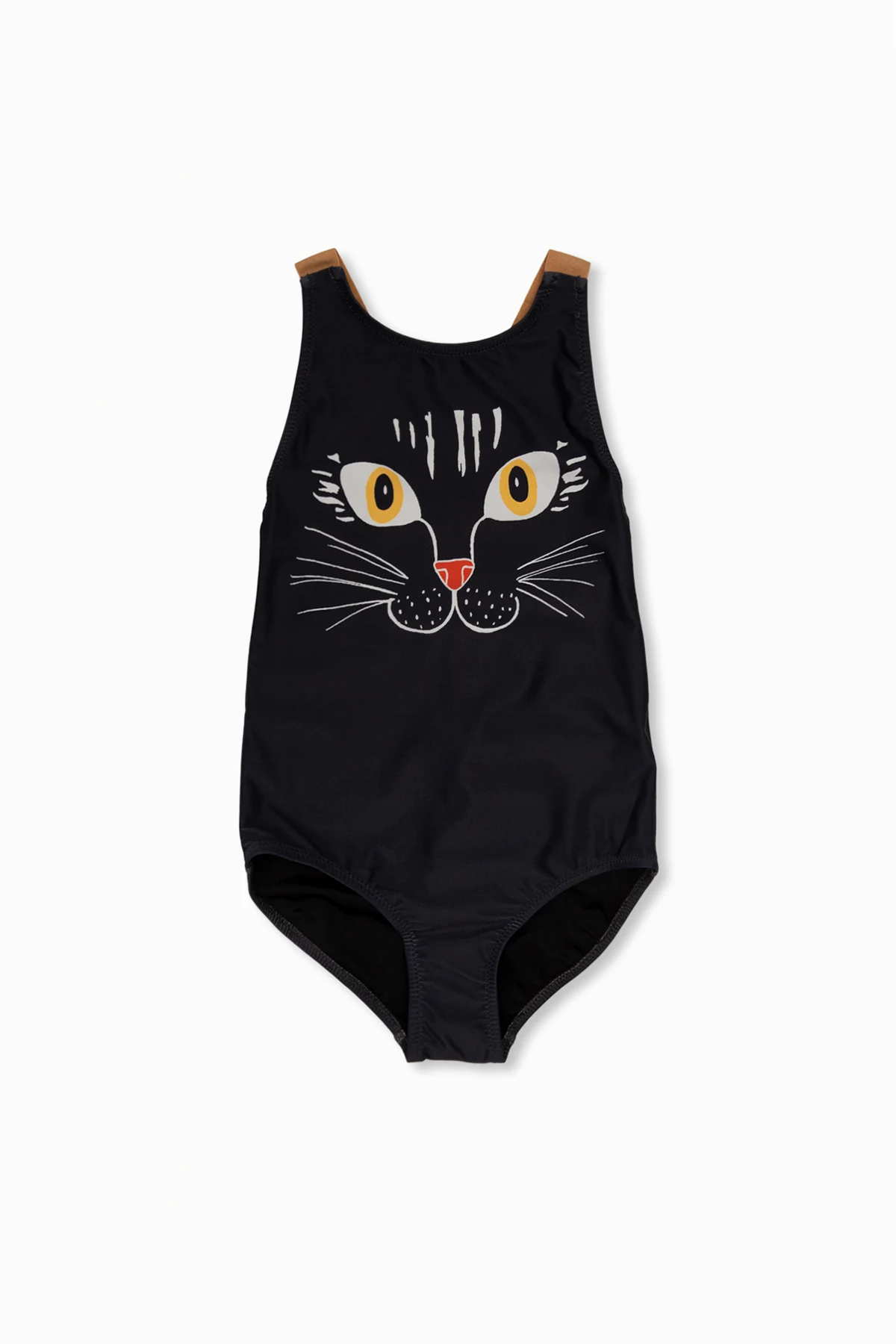 One-piece swimsuit with cat motif