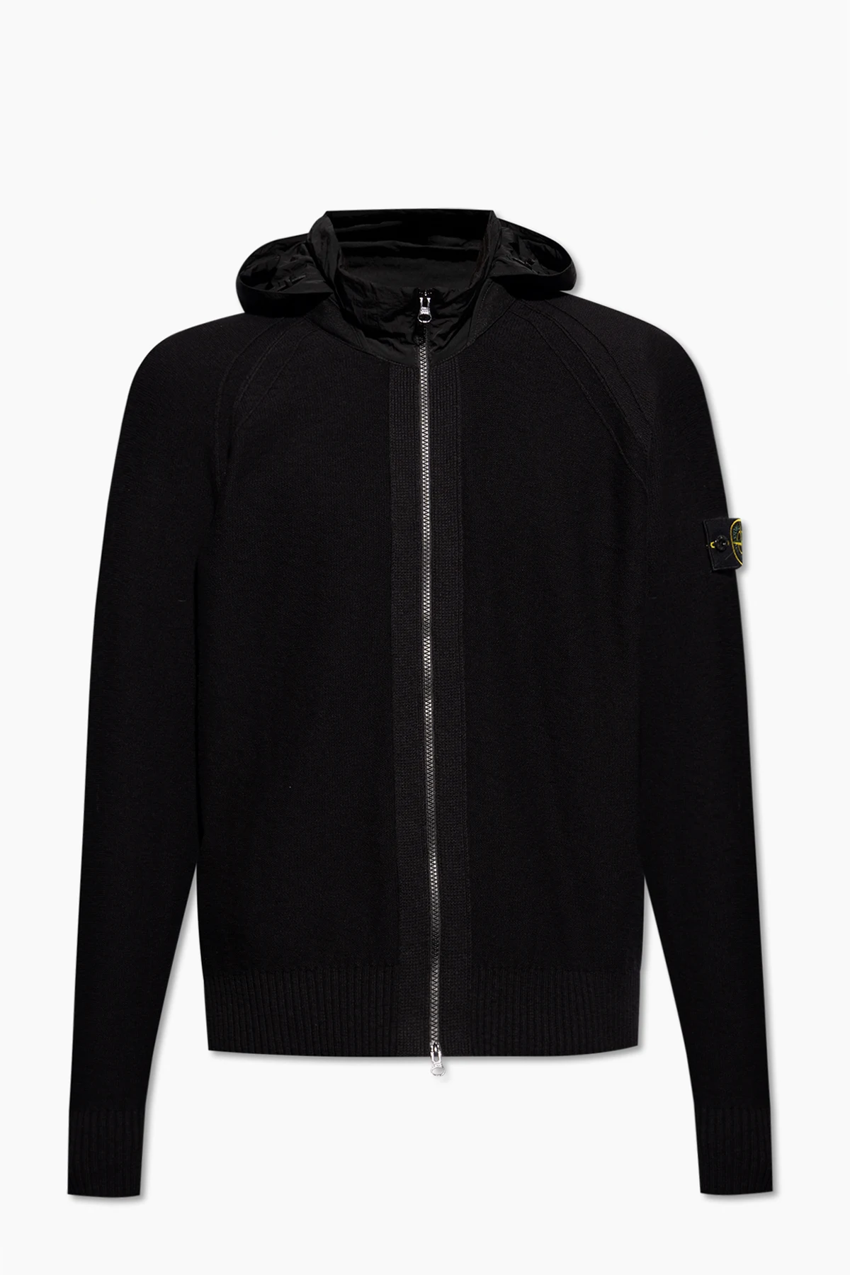 Cardigan in contrasting fabrics