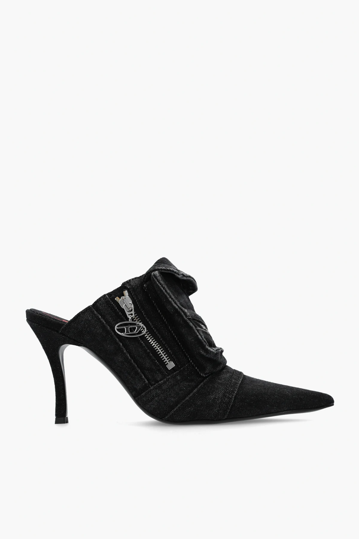BLACK ‘D-VENUS POCKET’ heeled mules