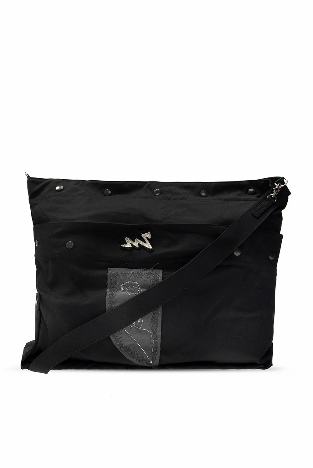 Patched shoulder bag