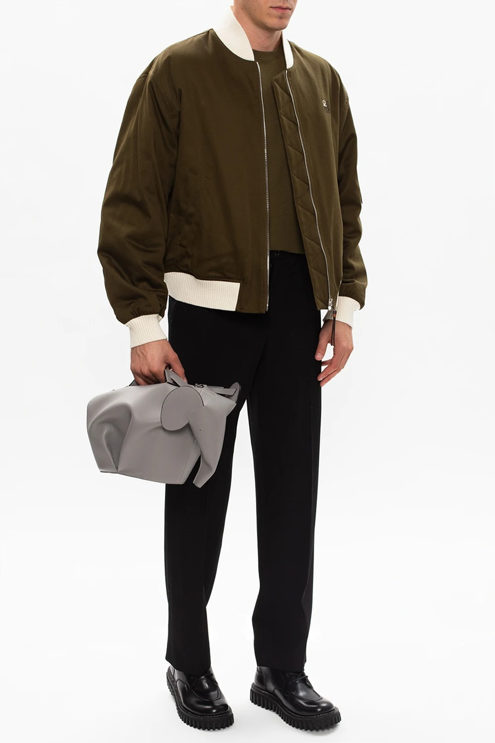 Wool pleat-front trousers