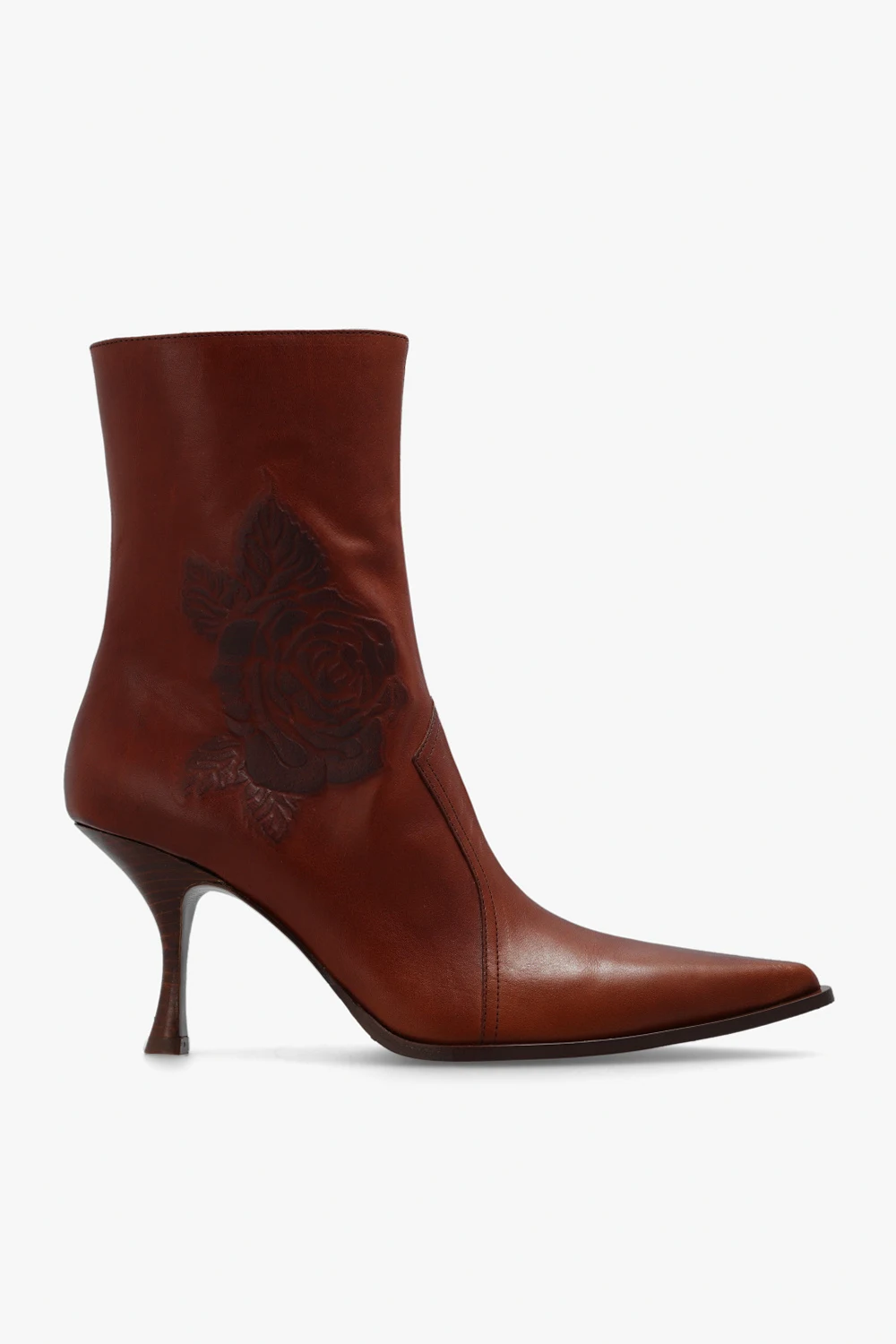 Skórzane botki na obcasie