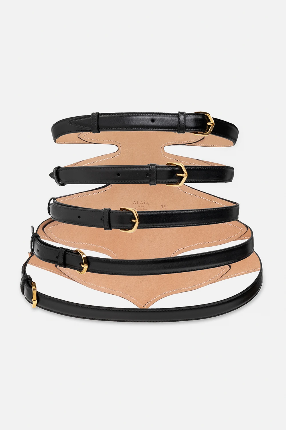 Leather belt with logo