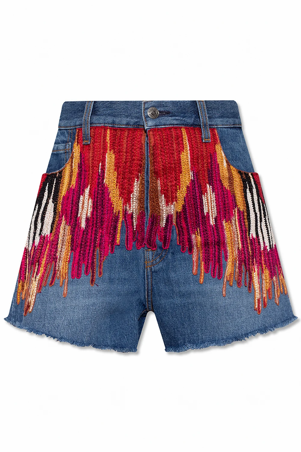 High-waisted denim shorts