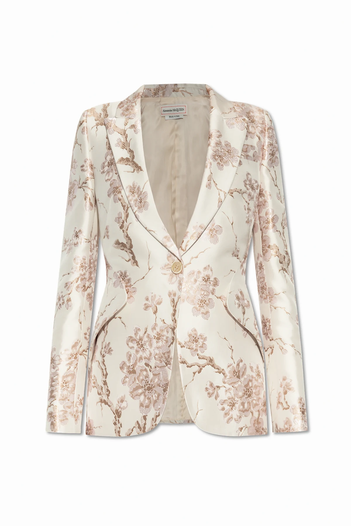 cream Floral Pattern Blazer