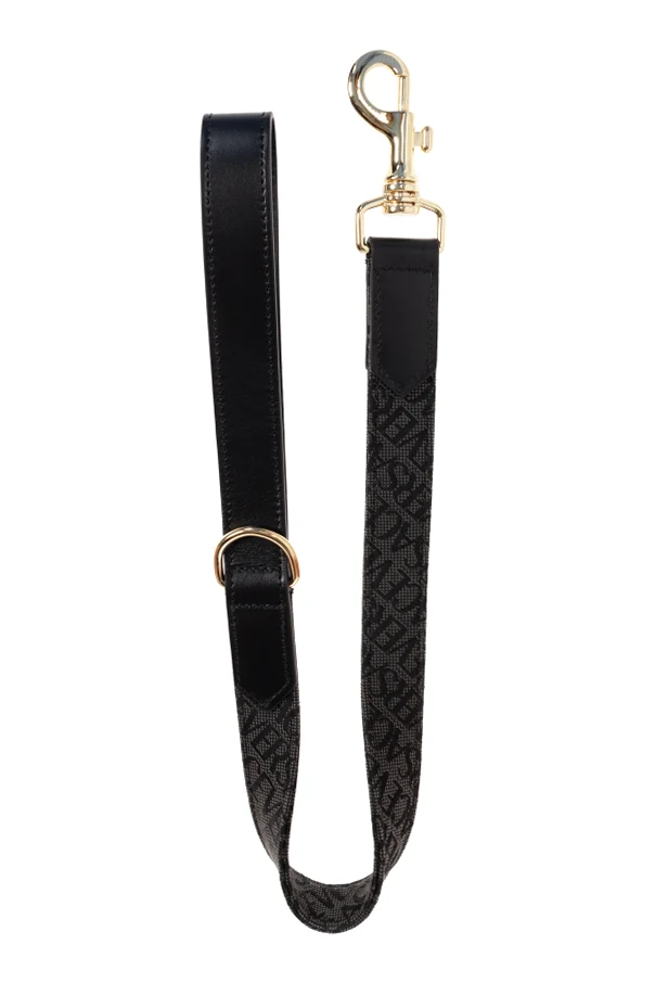 BLACK Dog leash with Barocco print