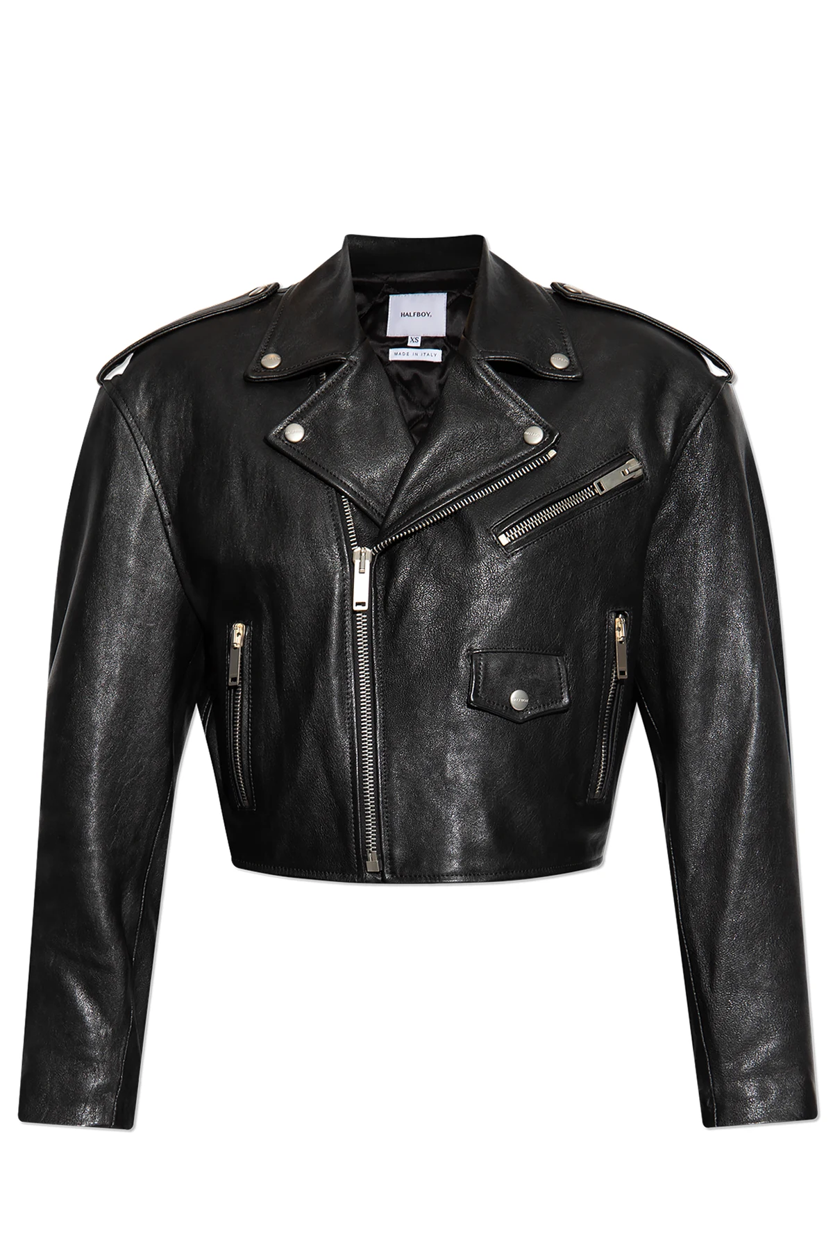 Cropped leather jacket