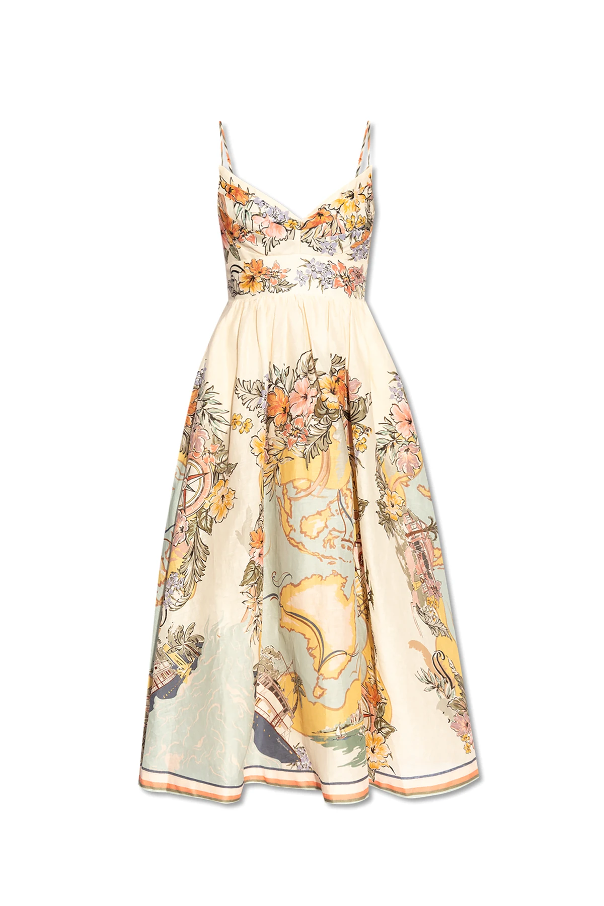 Lniana sukienka z nadrukiem