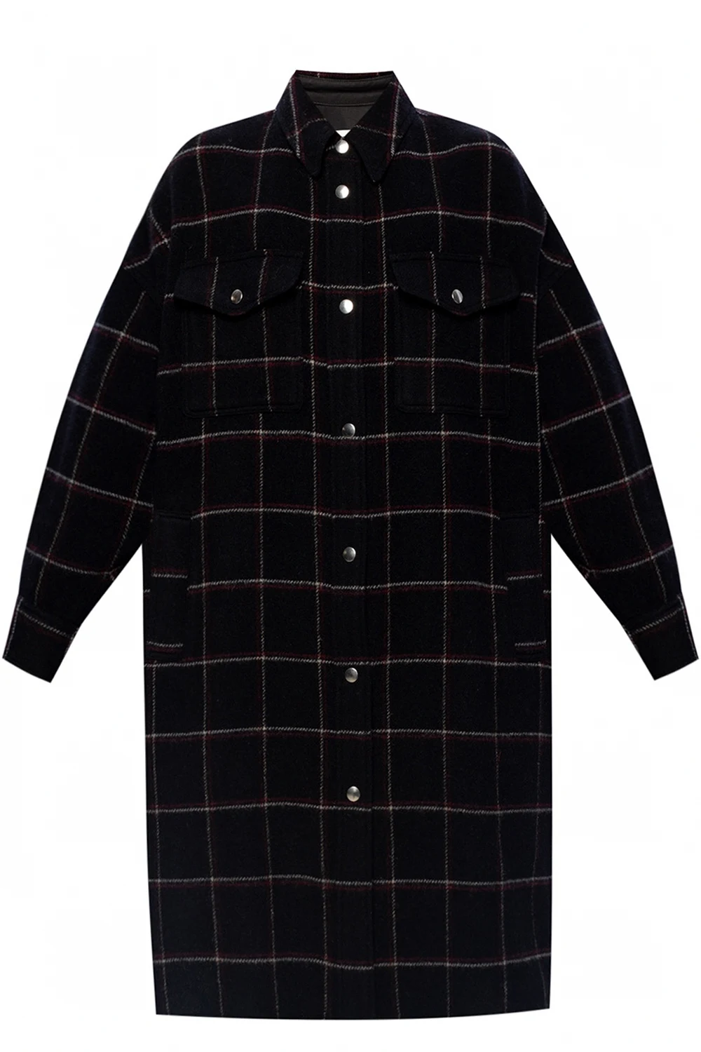 Wełniany płaszcz ze wzorem w kratę