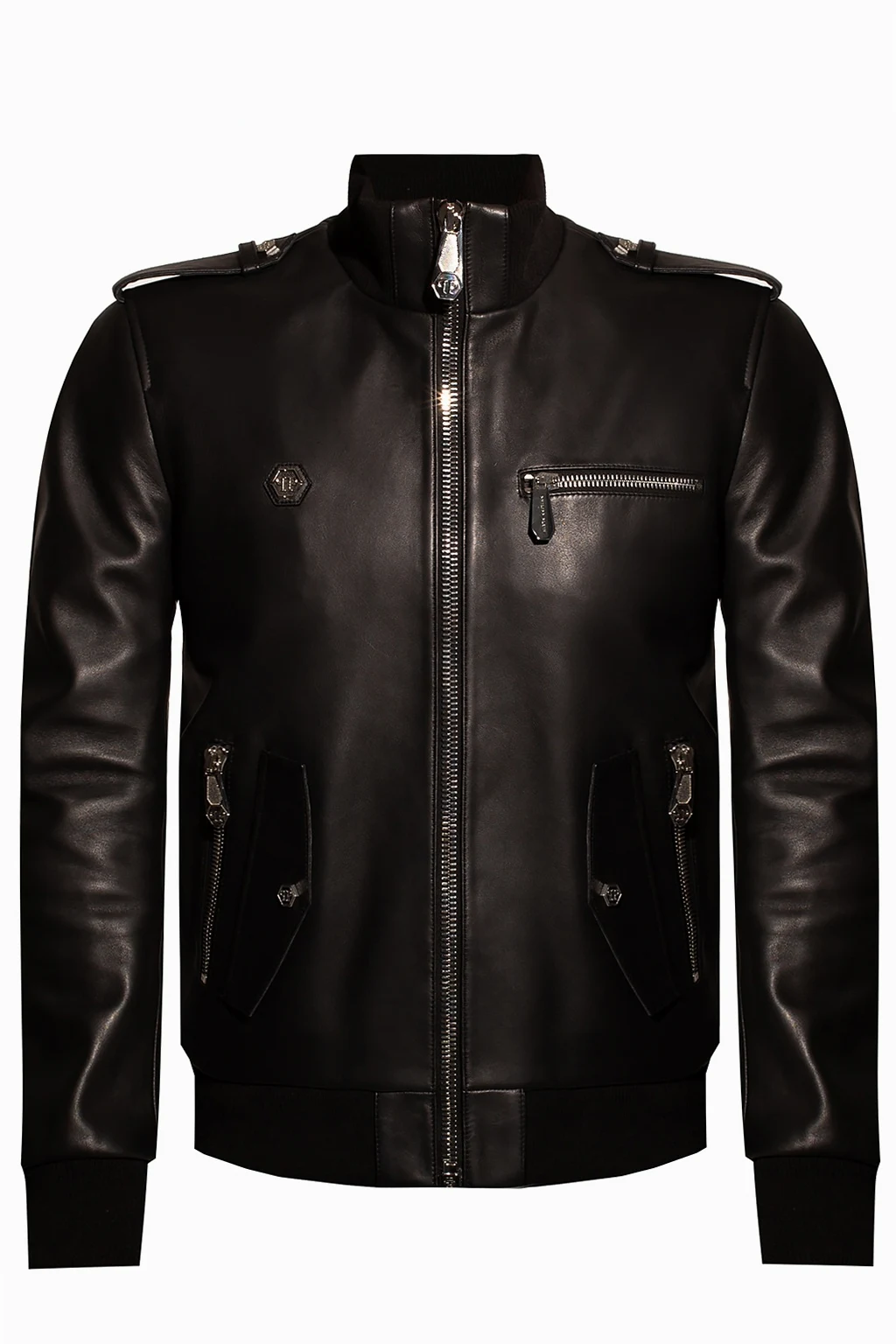 Biker jacket with logo