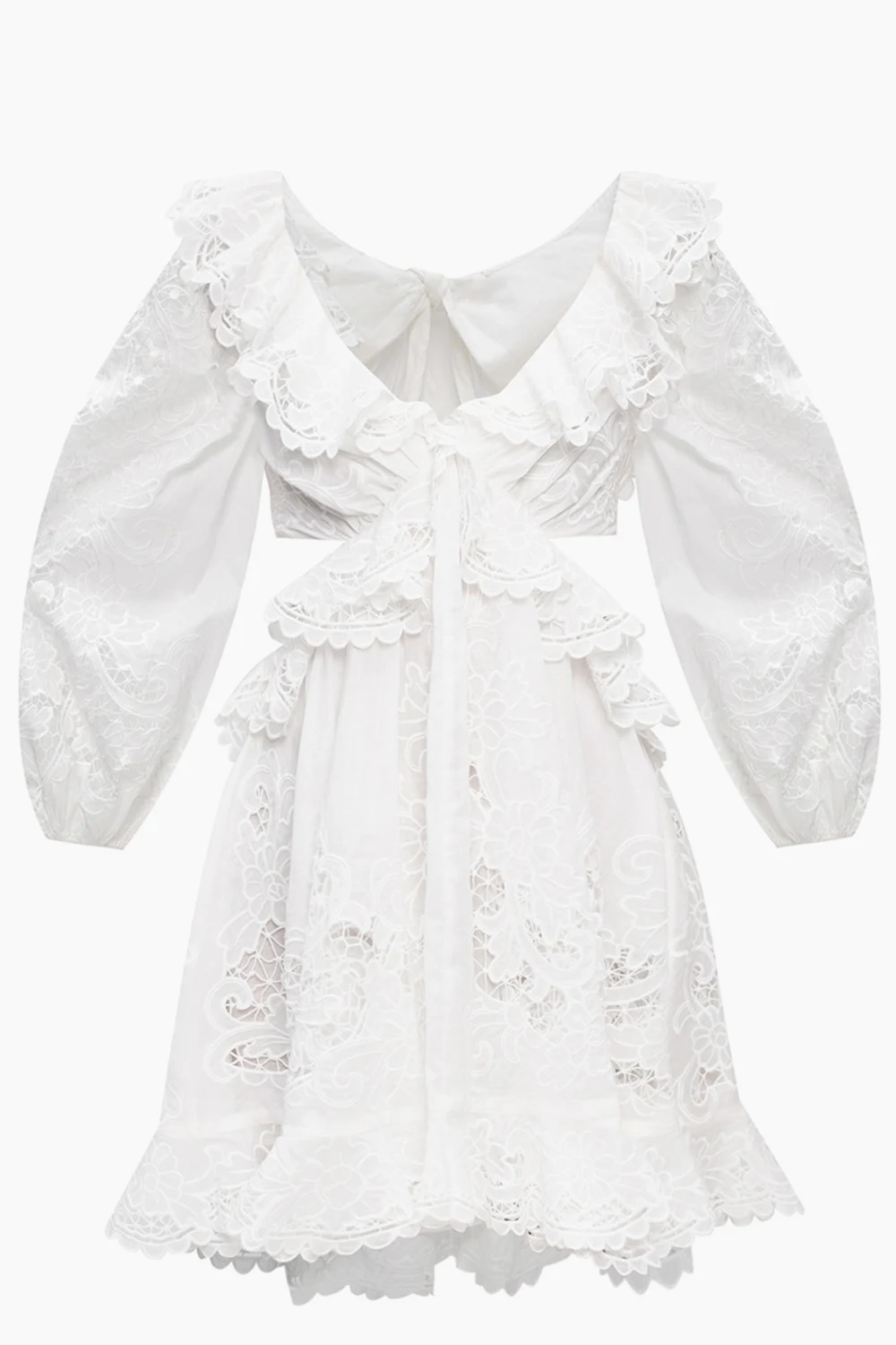 Ażurowa sukienka z falbanami