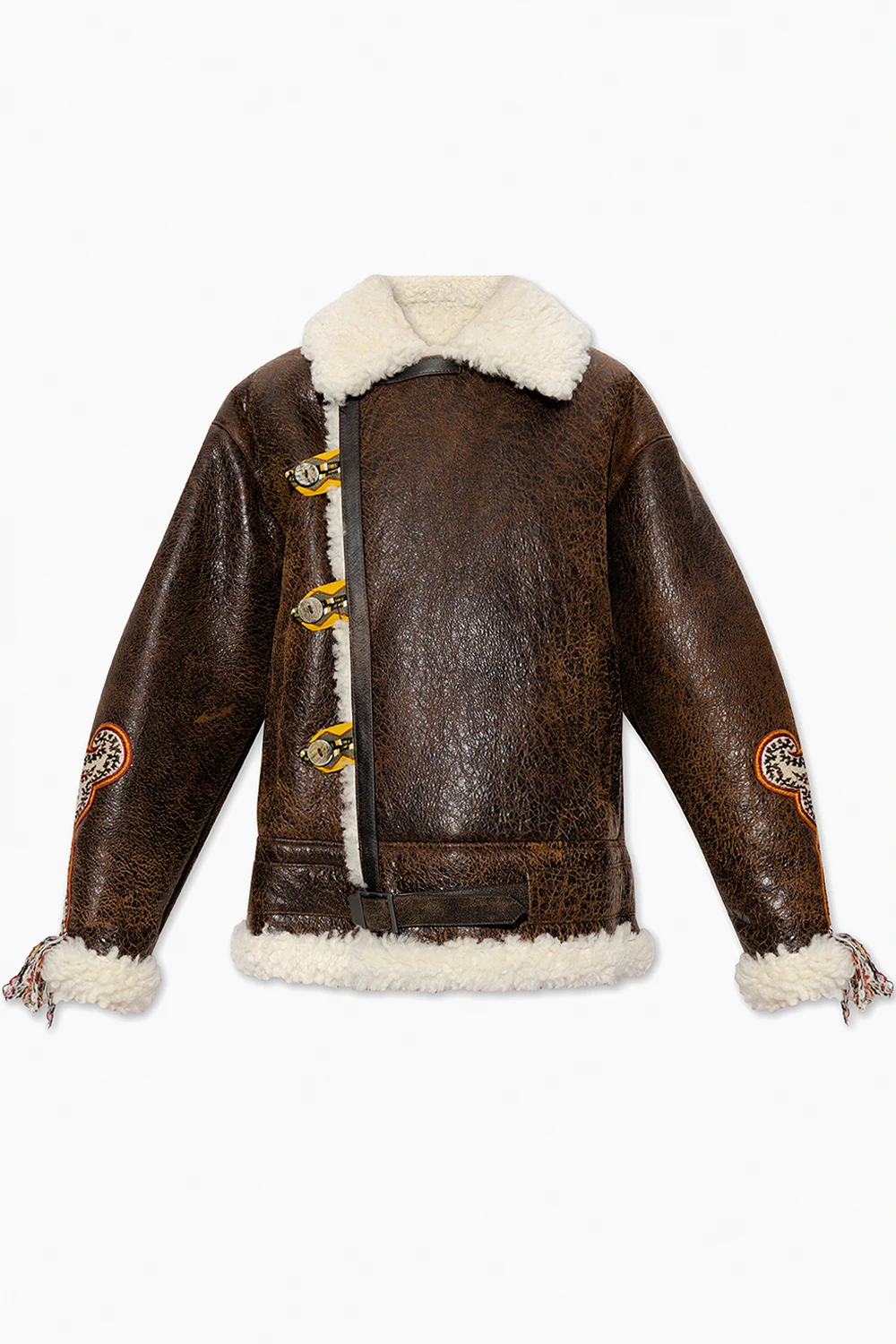 Embroidered shearling jacket