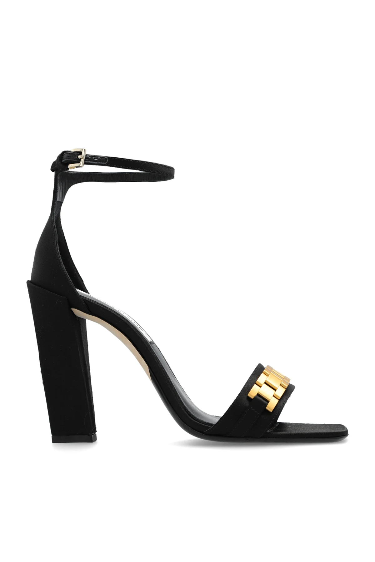 Heeled sandals in satin