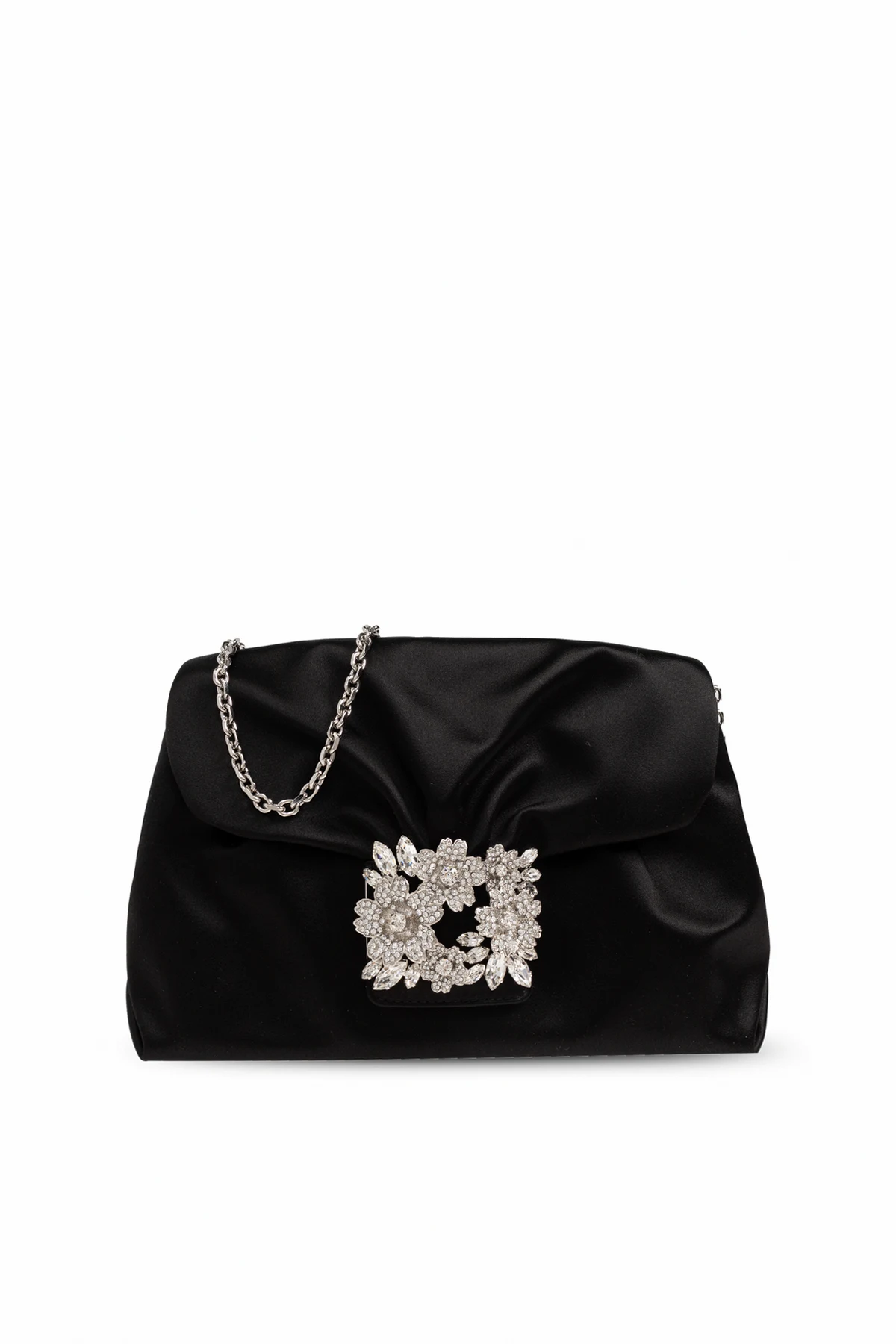 BLACK Satin clutch 'Efflorescence Mini'