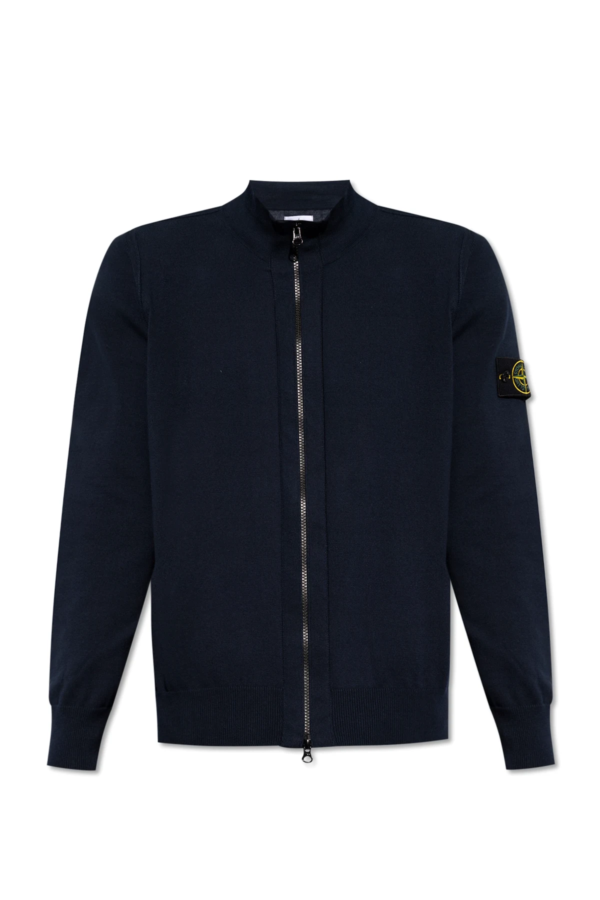 Cardigan with stand-up collar