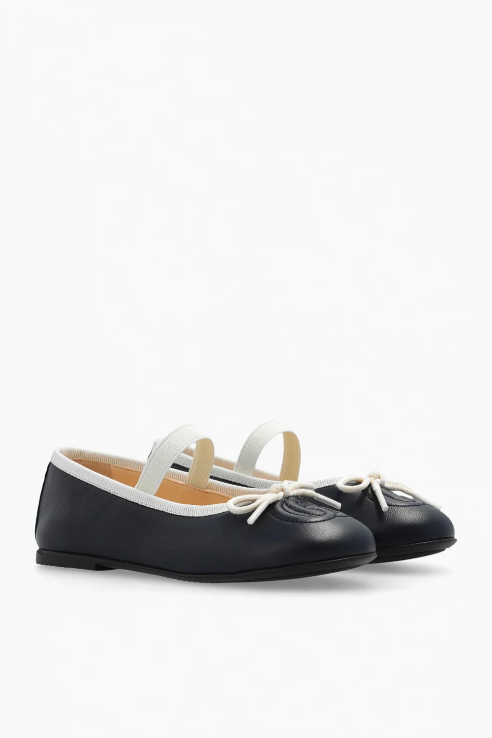Leather ballet flats with logo