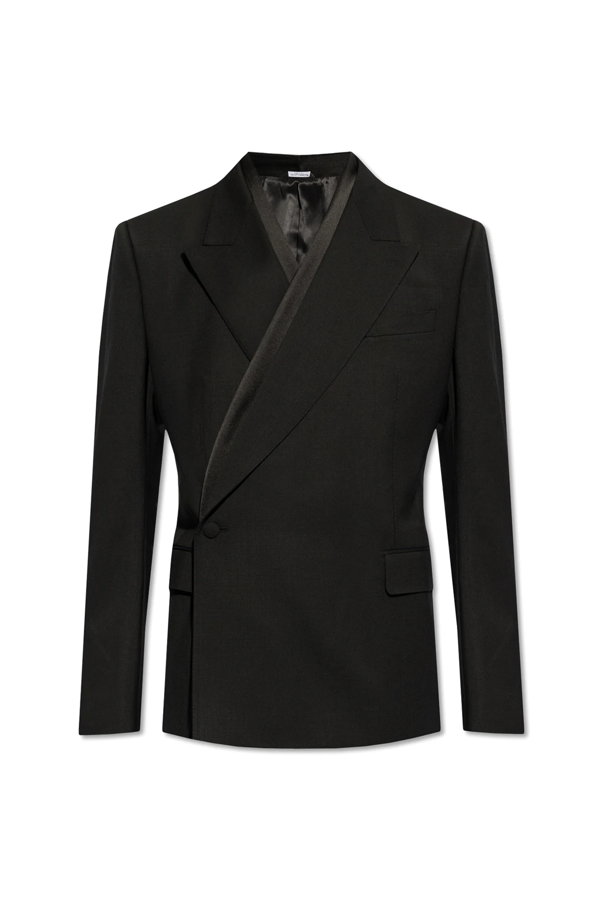 Wool blazer with satin trim