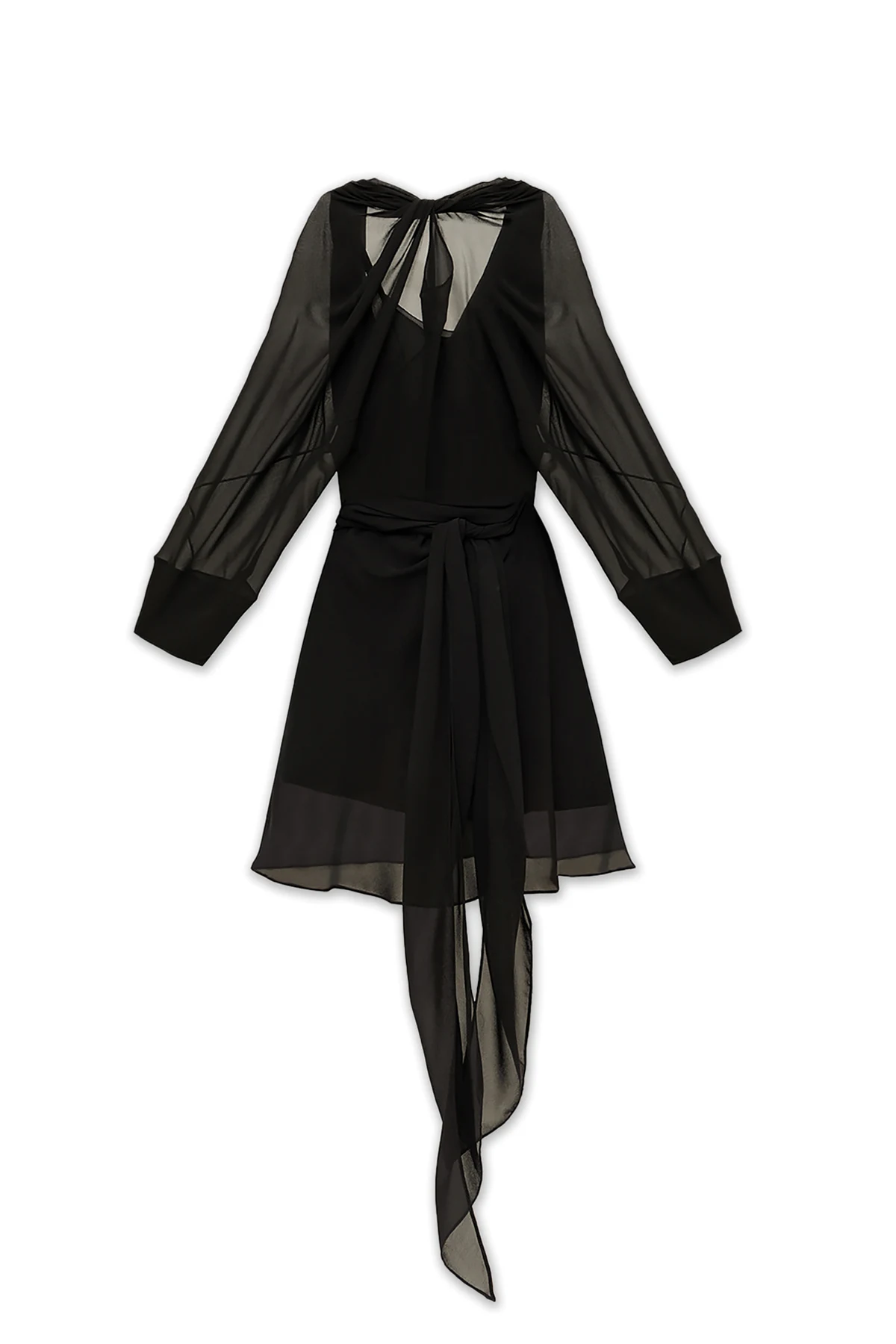 Silk dress with tie detail