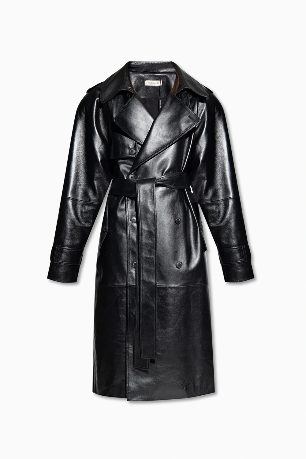 ‘Soria’ leather trench coat