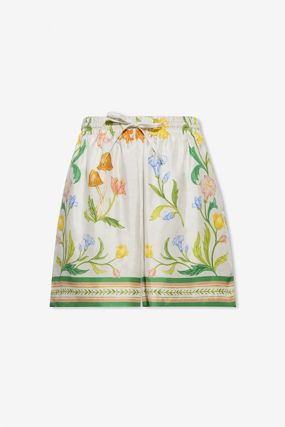 Silk shorts with floral motif